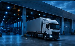 Truck loading at a distribution dock