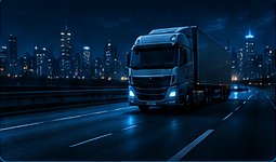 Freight truck on a night route